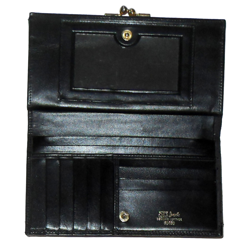 Jacob black ostrich and leather purse wallet
