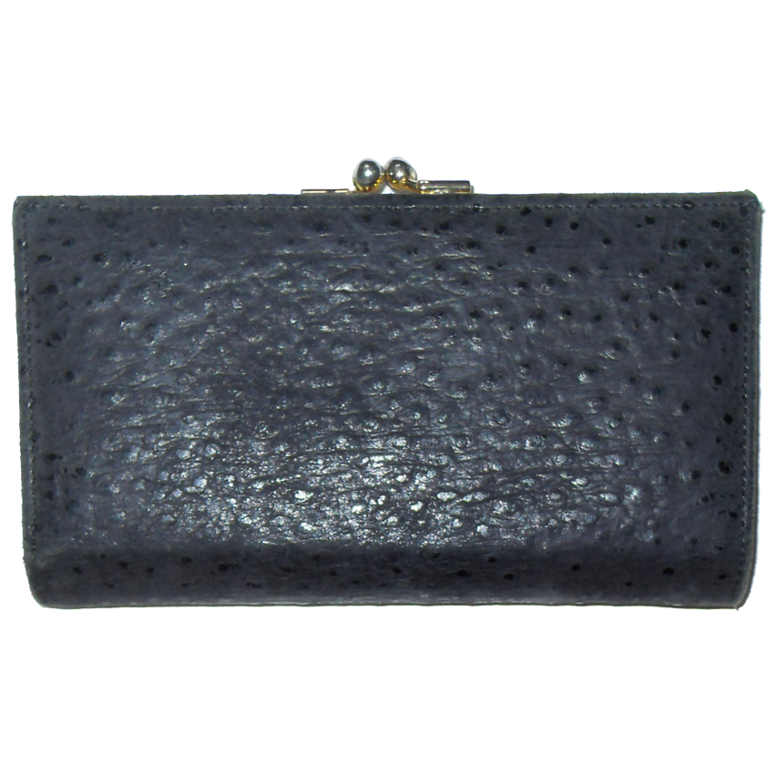 Jacob black ostrich and leather purse wallet