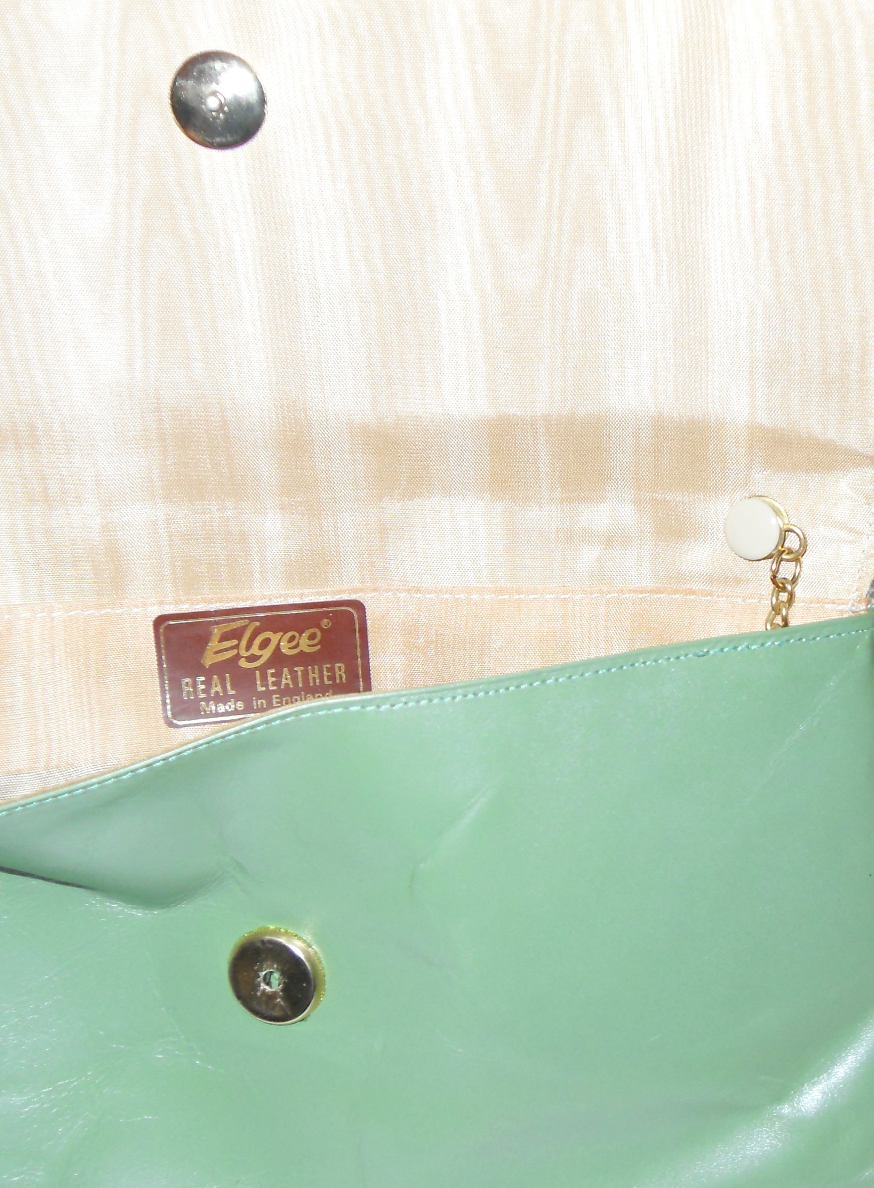 Vintage Elgee England green leather bag