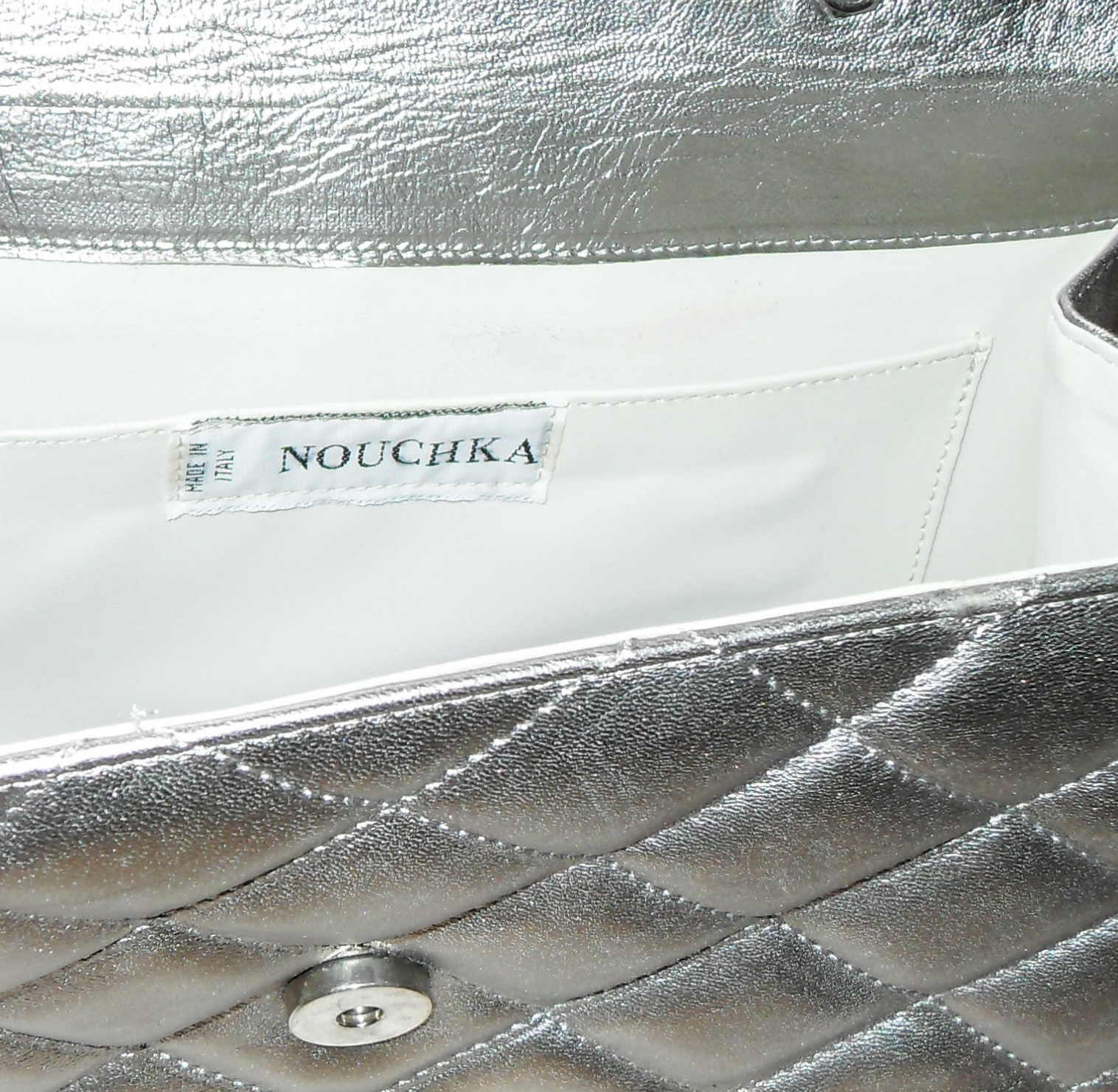 Nouchka Italy silver quilted handbag