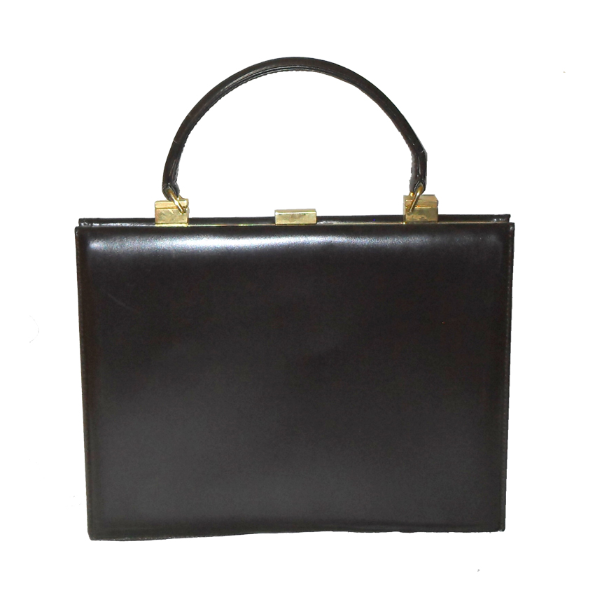 Cosci hand made in Italy dark brown leather framed handbag