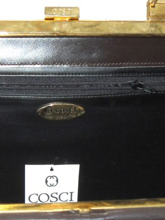 Cosci hand made in Italy dark brown leather framed handbag