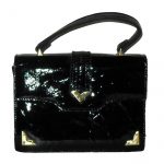 Suzy Smith England small black patent leather handbag