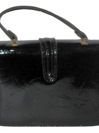 Suzy Smith England small black patent leather handbag