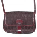 Louis Feraud Paris burgundy fabric shoulder bag with black leather lining