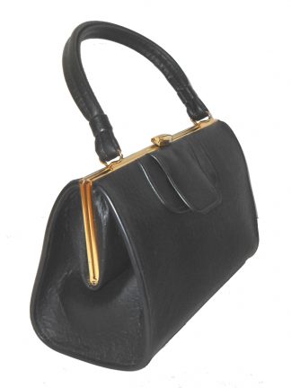 Maclaren black textured vinyl framed handbag