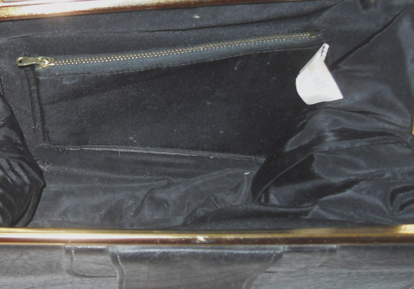 Maclaren black textured vinyl framed handbag