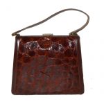 Vintage Bagcraft of London croc front brown leather framed handbag