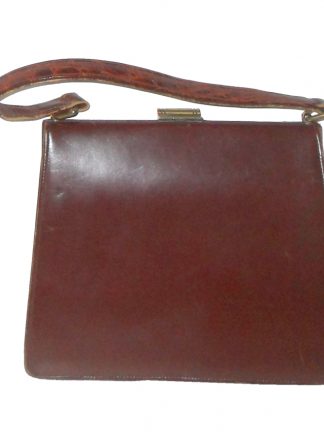 Vintage Bagcraft of London croc front brown leather framed handbag