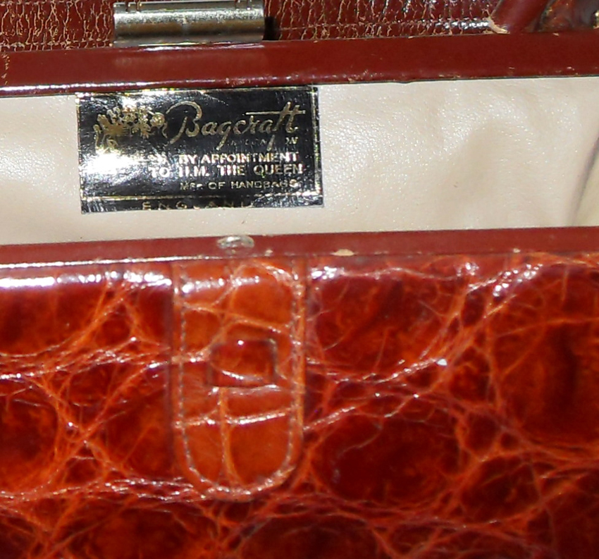 Bagcraft of Londno Croc and Brown Leather Handbag Vintage Bagcraft of London croc front brown leather framed handbag