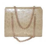 1960s cream croc handbag with chain handles