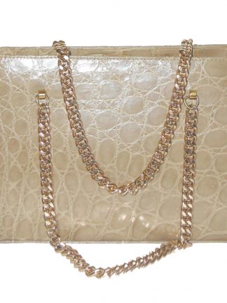 1960s cream croc handbag with chain handles