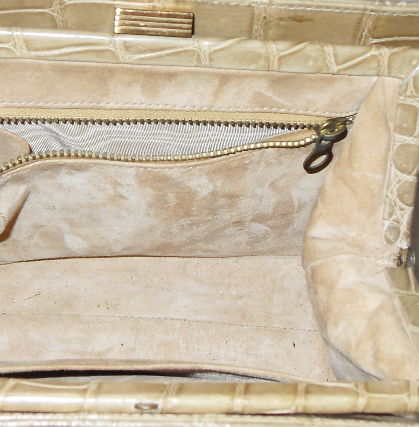 Cream Croc Handbag 1960s cream croc handbag with chain handles