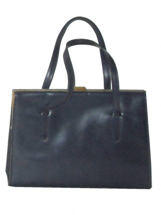 Large navy blue framed handbag