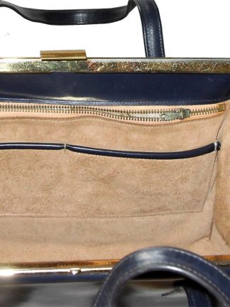 Large navy blue framed handbag