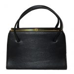 Maclaren large black vinyl framed handbag