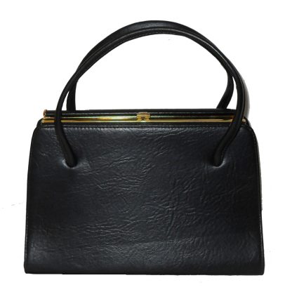 Maclaren large black vinyl framed handbag