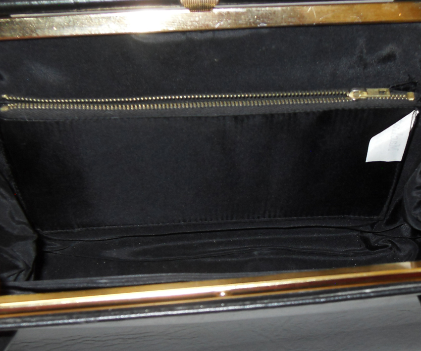 Maclaren large black vinyl framed handbag