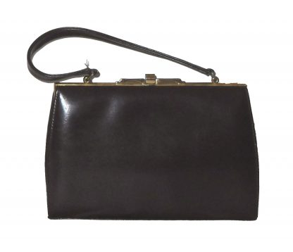 Vintage Middx dark brown leather framed handbag