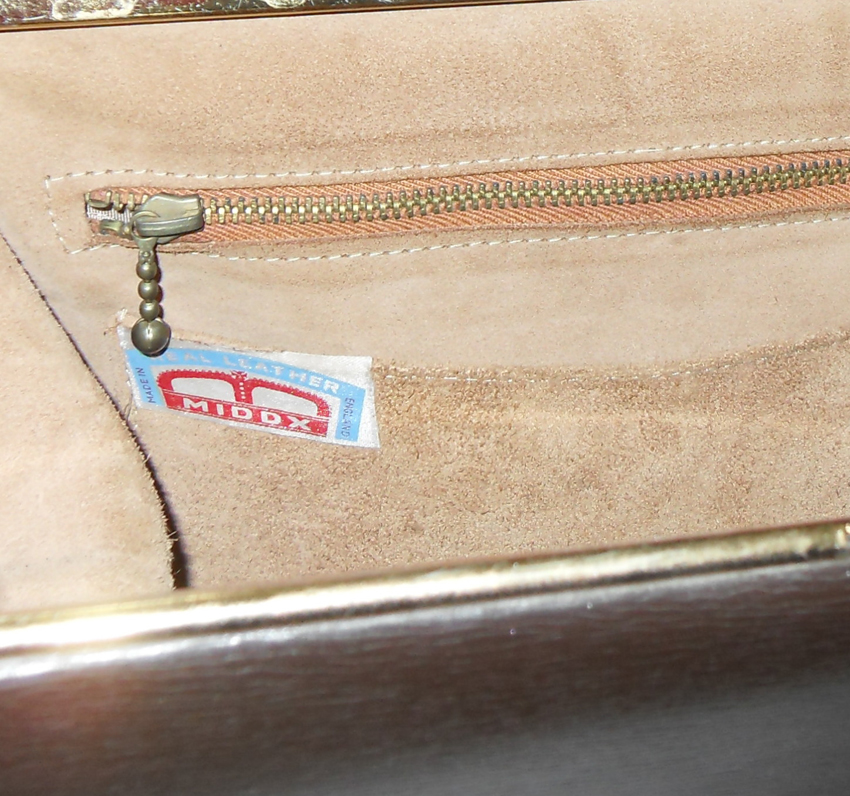 Vintage Middx dark brown leather framed handbag