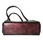 Burgundy faux snakeskin Elbief framed handbag with suede lining