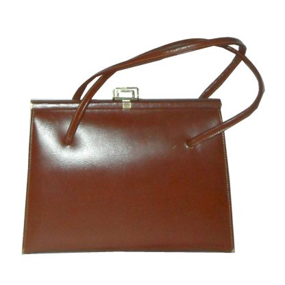 Brown leather framed handbag