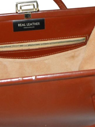 Brown leather framed handbag