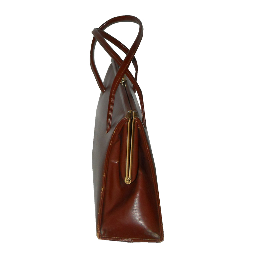 Brown leather framed handbag