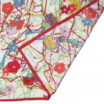 Longchamp silk scarf with a design of handbags and flowers