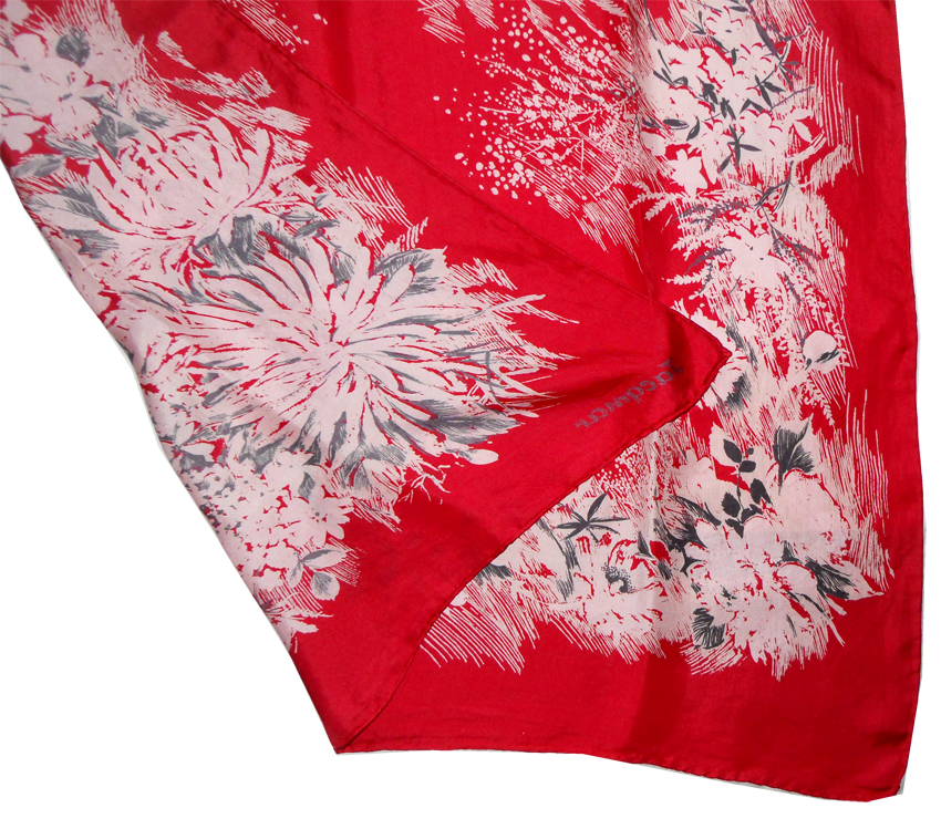 Red floral design Jacqmar silk scarf
