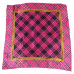 Pink plaid design silk scarf