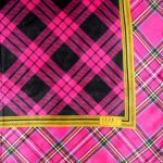 Pink plaid design silk scarf
