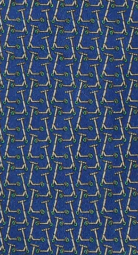 Silk tie with a blue background and a design of scooters by Salvatore Ferragamo