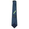 Boat and buoy designon a blue background silk tie