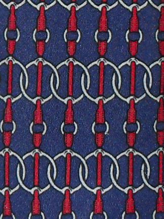 Equestrian horse tackle design silk tie on a blue background by Hermes