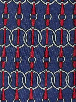 Equestrian horse tackle design silk tie on a blue background by Hermes