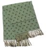 Green paisley design rayon scarf with hand tied tasseled ends