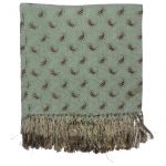 Green paisley design rayon scarf with hand tied tasseled ends