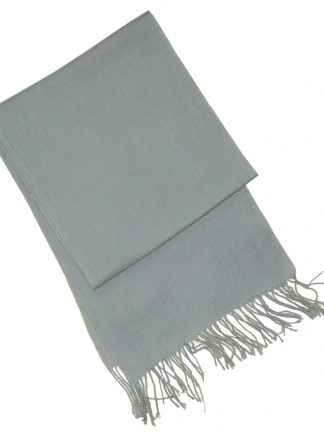 Grey merino wool scarf with fringed ends