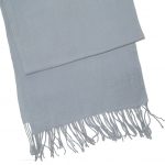 Grey merino wool scarf with fringed ends