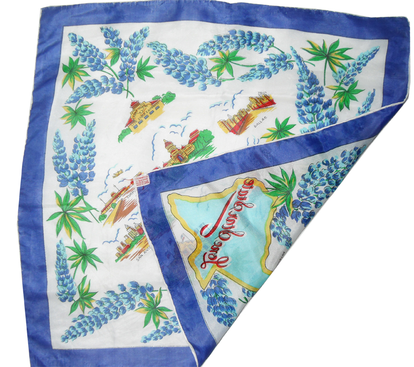 Lone Star State silk rayon pocket square neck kerchief