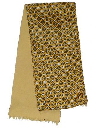 Silk circle design scarf with with yellow wool back