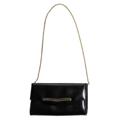 Black leather handbag