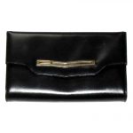 Black leather handbag