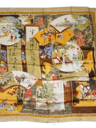 Pictorial scarf depicting various scenes