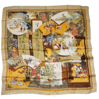 Pictorial scarf depicting various scenes