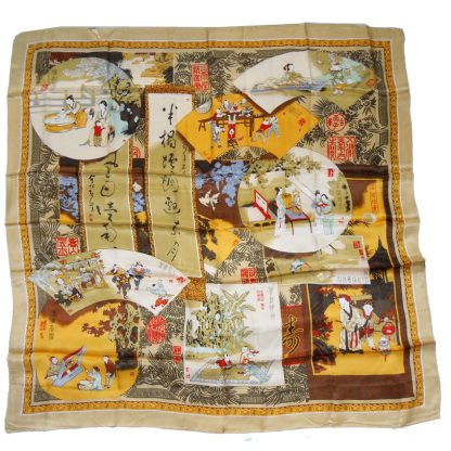 Pictorial scarf depicting various scenes