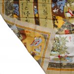 Pictorial silk scarf depicting various scenes