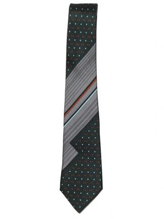 Vintage Pierre Cardin silk tie with dark green and silver grey design