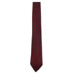 Vintage narrow silk tie in dark red and blue